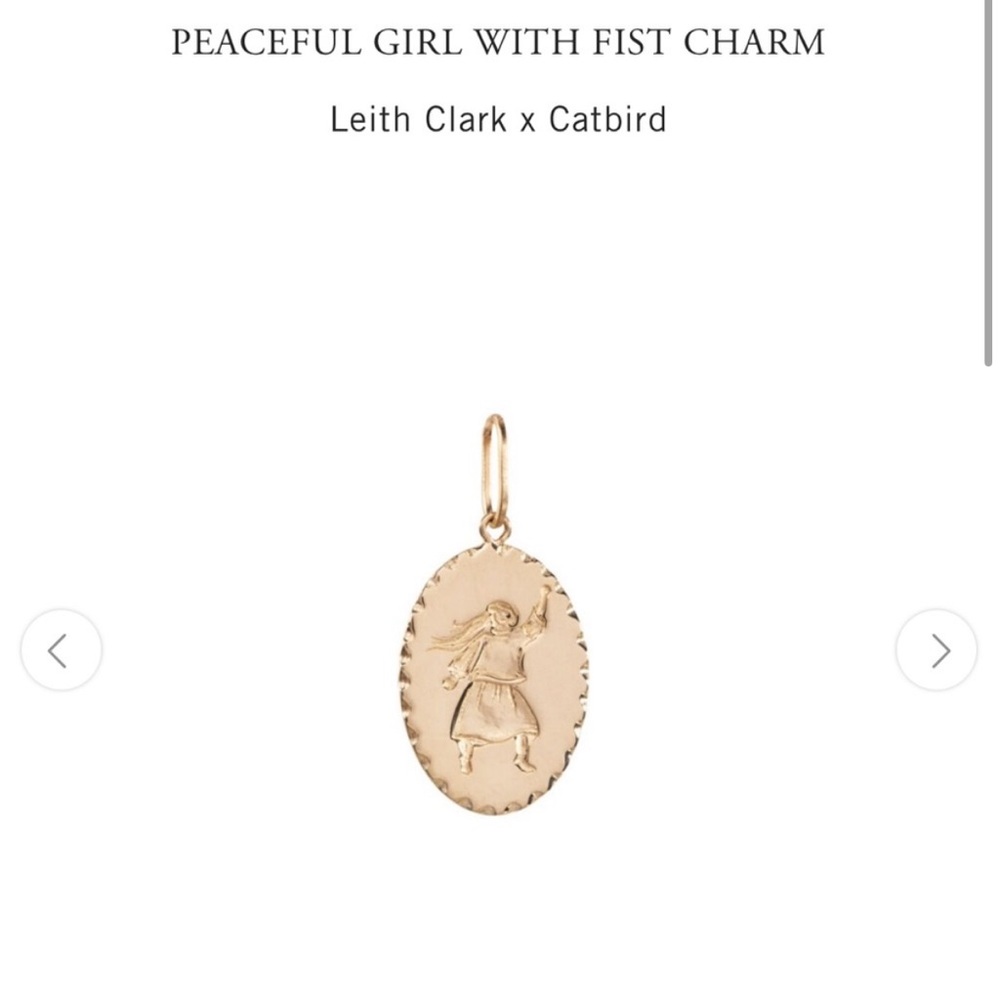 Catbird peaceful girl with fist charm pendant